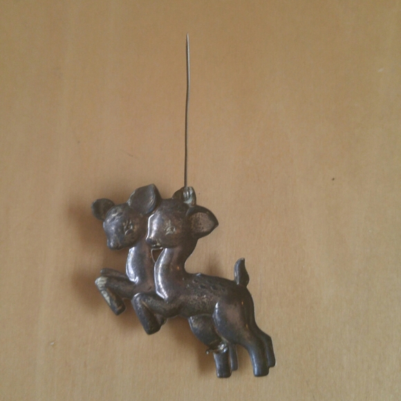 Vintage Cute Baby Deer Fawns Sterling Silver Pin - Picture 7 of 8